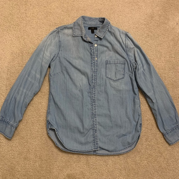 J.Crew Always Cotton Chambray Shirt Size 4 - Picture 1 of 4